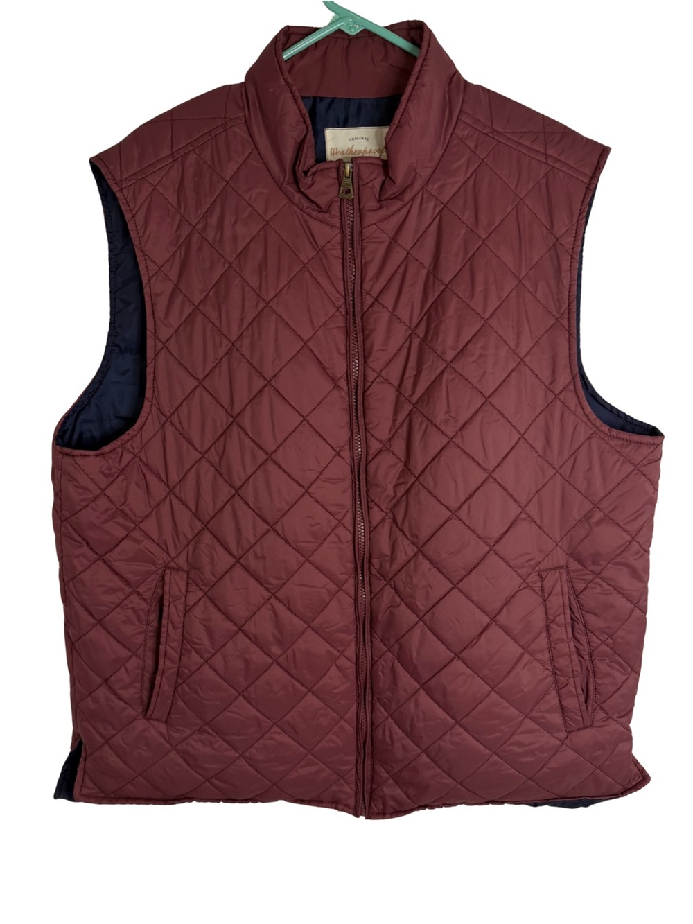 Original Weatherproof Vintage Maroon Quilted Vest Size XXL